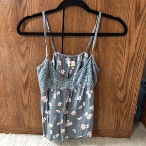 Grey flower tank top